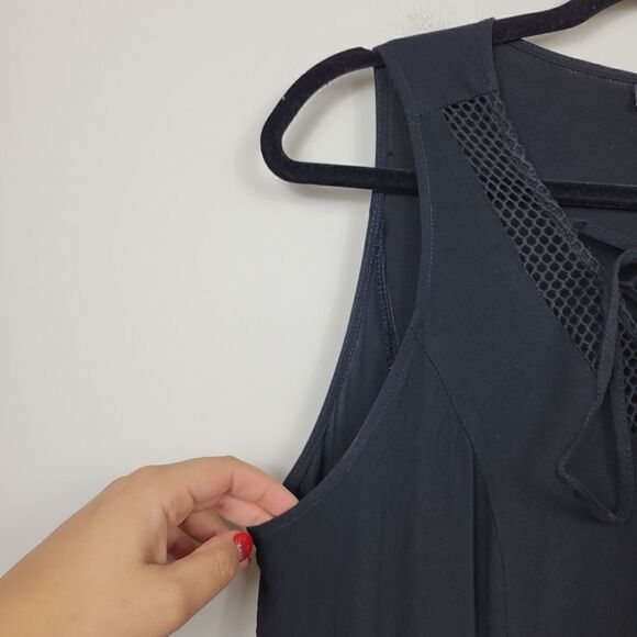 Torrid Lace-Up Challis Trapeze Maxi Dress. Black 00#019 - Picture 6 of 13